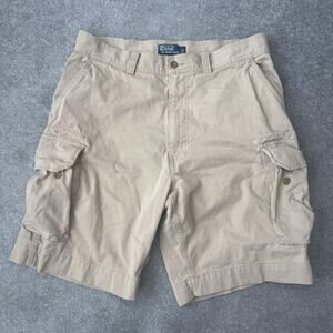 Polo Ralph Lauren Shorts Mens 35 Khaki Cargo Pockets Chino 100% Cotton Polo 67